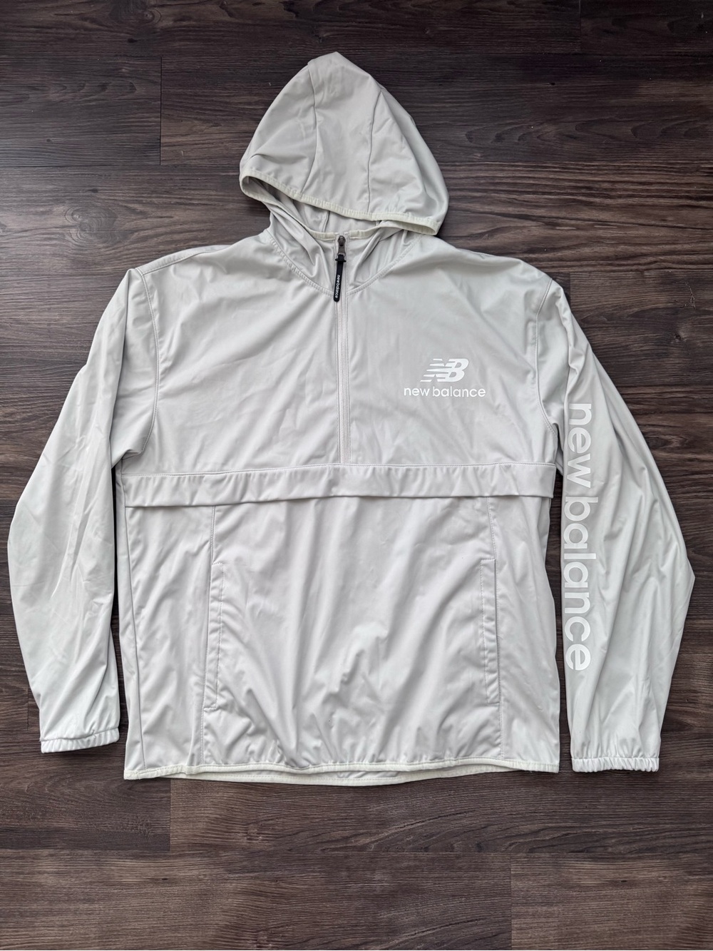 New Balance Light Gray Hooded Pullover Windbreaker